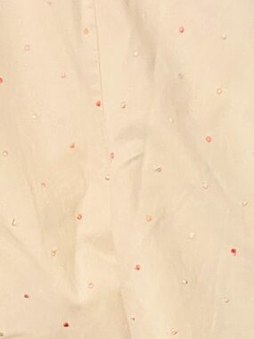Liz Claiborne Cream Cropped Pants with Pink Dot Embroidery